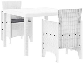 vidaXL Σέτ φαγητού για κήπο 3 pcs Λευκό Πολυπροπυλένιο