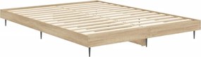 vidaXL Πλαίσιο Κρεβατιού Sonoma Δρυς 135x190 εκ. Επεξεργασμένο Ξύλο