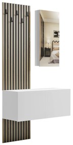 ENTRYWAY FURNITURE SET WITH MIRROR MYLES  MELAMINE IN SONAMA-WHITE 100x37.1x199.5Hcm.