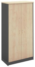 WOODWELL ΝΤΟΥΛΑΠΑ-Α Γραφείου Δίφυλλη, 4 Ράφια, Απόχρωση Dark Grey - Beech 80x40x172cm ΕΟ126,5