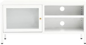 vidaXL Έπιπλο Τηλεόρασης Λευκό 90 x 30 x 44 εκ. από Ατσάλι και Γυαλί