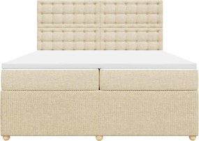 vidaXL Κρεβάτι Boxspring με Στρώμα Κρεμ 200x200 εκ. Υφασμάτινο