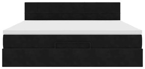 vidaXL Οθωμανικό κρεβάτι με στρώμα & LEDs Μαύρο 180x200cm Velvet