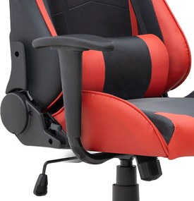 Καρέκλα γραφείου Gaming Alonso Megapap από τεχνόδερμα χρώμα κόκκινο - μαύρο 67x70x125/135 εκ.