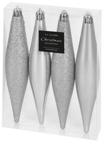 Χριστουγεννιάτικα Στολίδια (Σετ 4τμχ) K-M Silver CAN210410