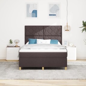 vidaXL Box Spring Bed με Στρώμα & LED Σκούρο καφέ 140x200 εκ. ύφασμα