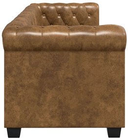 vidaXL Καναπές Διθέσιος Chesterfield Καφέ από Συνθετικό Δέρμα