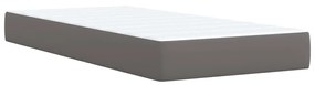 vidaXL Κρεβάτι Boxspring με Στρώμα Γκρι 90x200 εκ. από Συνθετικό Δέρμα