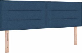 vidaXL LED Κρεβάτι με βάθρο με μαξιλάρι Μπλε 140 x 200 cm ύφασμα