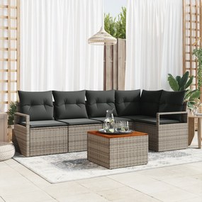 vidaXL Σετ Καναπέ Κήπου 6 pcs Γκρι Μεγάλο Ράσταν, Πολυεστέρας, Χάλυβας
