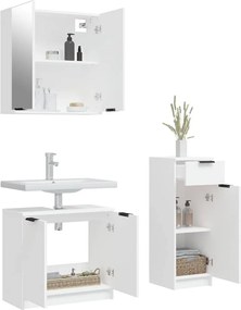 vidaXL Σετ Επίπλων Μπάνιου 3 Τεμαχίων Λευκό από Επεξεργασμένο Ξύλο