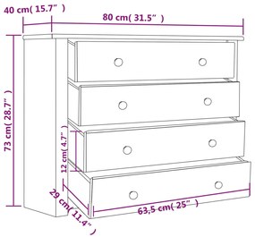vidaXL Συρταριέρα 80 x 40 x 73 εκ. από Ξύλο Πεύκου Σειρά Panama