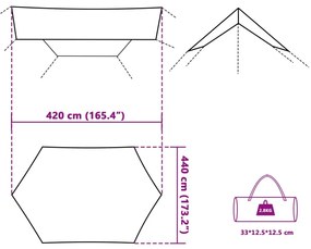 Μουσαμάς Κάμπινγκ Αδιάβροχος Πράσινος 420x440 εκ. - Πράσινο