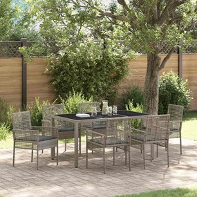vidaXL Σέτ φαγητού για κήπο 7 pcs Γκρι συνθετικό ρατάν
