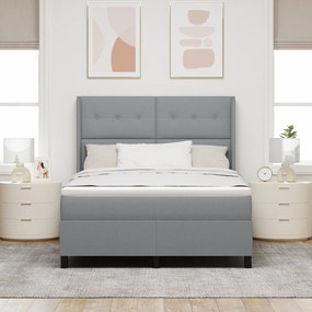 vidaXL Κρεβάτι Box Spring με Στρώμα Ανοιχτό Γκρι 140x200 εκ. Ύφασμα