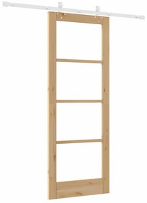 vidaXL Συρόμενη Πόρτα Καφέ 78 x 202 εκ. Ξύλο και μέταλλο