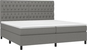 vidaXL Κρεβάτι Boxspring με Στρώμα Σκούρο Γκρι 200x200 εκ. Υφασμάτινο