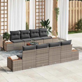 vidaXL Σετ Καναπέ Κήπου με μαξιλάρι 9 pcs Γκρι Πολυ ράταν