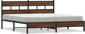 vidaXL Σκελετός Κρεβ. Χωρίς Στρώμα Καφέ Δρυς 193x203 εκ. Μεταλλικό