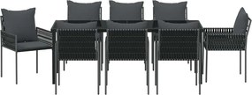 vidaXL Σέτ φαγητού για κήπο 9 pcs Μαύρο και Γκρι Ράτα PE