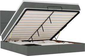 vidaXL Οθωμανικό κρεβάτι με στρώμα σκούρο γκρι 180x200cm ύφασμα