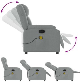 vidaXL Πολυθρόνα Μασάζ Ανακλινόμενη Ανοιχτό Γκρι Υφασμάτινη