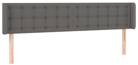 vidaXL Κεφαλάρι Κρεβατιού LED Γκρι 203x16x78/88εκ. από Συνθετικό Δέρμα