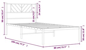 ΠΛΑΙΣΙΟ ΚΡΕΒΑΤΙΟΥ ΜΕ ΚΕΦΑΛΑΡΙ ΜΑΥΡΟ 75 X 190 ΕΚ. ΜΕΤΑΛΛΙΚΟ 372169