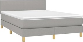 vidaXL Κρεβάτι Boxspring με Στρώμα &amp; LED Αν.Γκρι 140x190εκ. Υφασμάτινο
