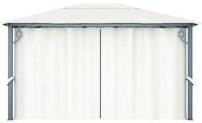 vidaXL Κιόσκι με Κουρτίνα Κρεμ 400 x 300 εκ. Αλουμινίου