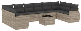 vidaXL Σαλόνι Κήπου 11 Τεμαχίων Αν. Γκρι Συνθετικό Ρατάν με Μαξιλάρια