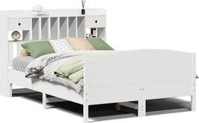 vidaXL Κρεβάτι Βιβλιοθήκη Χωρίς Στρώμα 140x200 εκ Μασίφ Ξύλο Πεύκο