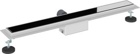 vidaXL Εκροή ντους με γυάλινη επικάλυψη Μαύρο 70 cm