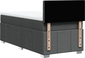 vidaXL Κρεβάτι Boxspring με Στρώμα Σκούρο Γκρι 90x200 εκ. Υφασμάτινο