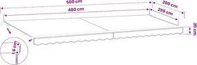 vidaXL Ανταλλακτικό Ύφασμα Τέντας Καφέ 500x300 εκ. Πολυεστέρας