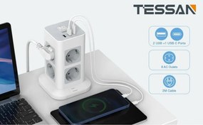 ΠΟΛΎΜΠΡΙΖΑ TOWER SURGE PROTECTOR TESSAN 11 IN 1 TPS03-DE-C