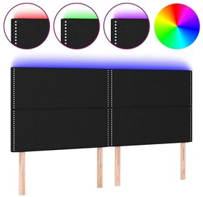 vidaXL Κεφαλάρι Κρεβατιού LED Μαύρο 200x5x118/128 εκ. Υφασμάτινο