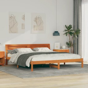 vidaXL Σκελετός Κρεβατιού Καφέ 200 x 200 εκ Μασίφ ξύλο