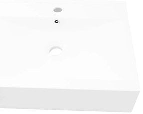 vidaXL Νιπτήρας Πολυτελής Ορθογώνιος με Οπή Βρύσης Λευκός 60x46 εκ. Κεραμικός