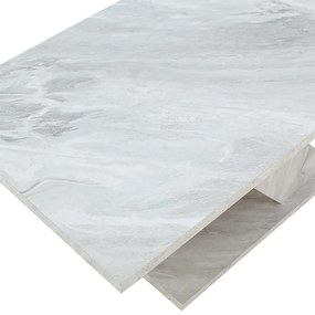 Τραπέζι σαλονιού Solange pakoworld χρώμα λευκό μαρμάρου 110x55x47.5εκ - Μελαμίνη - 049-000063