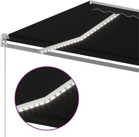 vidaXL Τέντα Συρόμενη Χειροκίνητη με LED Ανθρακί 600 x 350 εκ.