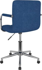 vidaXL Καρέκλα Τραπεζαρίας Περιστρεφόμενη Μπλε Υφασμάτινη
