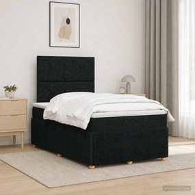 vidaXL Κρεβάτι box spring με στρώμα Μαύρο 120 x 190 cm Ύφασμα