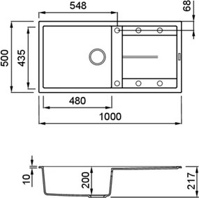 Elleci Unico 480 - Νεροχύτης Κουζίνας Γρανίτη 100x50 - Nero