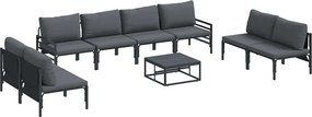 vidaXL Σετ Καναπέ Κήπου με μαξιλάρι 9 pcs Μαύρο Ατσάλι