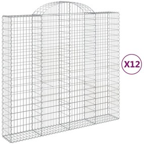 vidaXL Συρματοκιβώτια Τοξωτά 12 τεμ. 200x50x180/200 εκ. Γαλβαν. Ατσάλι