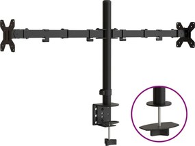 vidaXL Βάση Οθόνης Διπλή VESA Μαύρη 75/100 χιλ. από Ατσάλι