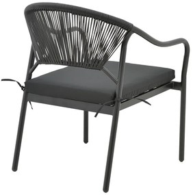Πολυθρόνα Jerqui  wicker rattan μαύρο-μεταλλικό μαύρο πόδι-μαύρο μαξιλάρι 60x64x78εκ