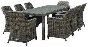 ESPERIA Set Τραπεζαρία Κήπου ALU,Wicker Grey Brown-Ανθρακί: Τραπέζι 230x100 8 Πολυθρόνες Τραπ:230x100x78 Πολ:64x68x90cm Ε6869,8