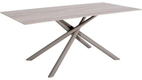 Τραπέζι Τραπεζαρίας FL1603 Fylliana Κεραμική Επιφάνεια με Μεταλλικά πόδια Γκρί-Μπέζ 160x80x76εκ 160x80x76 εκ.